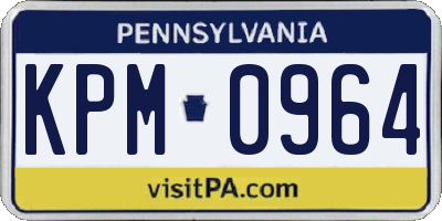 PA license plate KPM0964