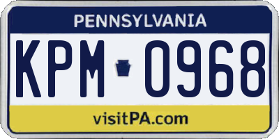 PA license plate KPM0968