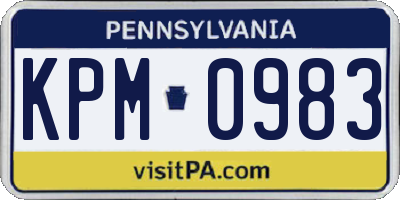 PA license plate KPM0983