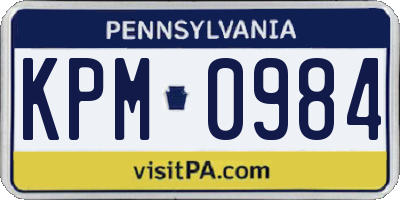 PA license plate KPM0984