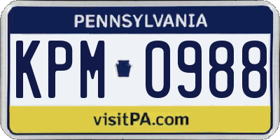 PA license plate KPM0988