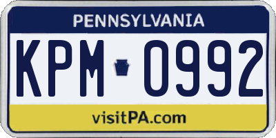 PA license plate KPM0992