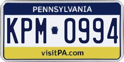 PA license plate KPM0994