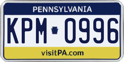 PA license plate KPM0996
