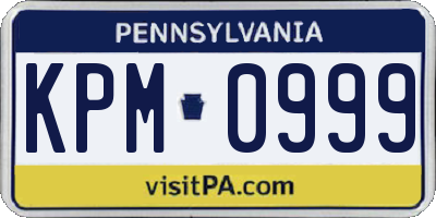 PA license plate KPM0999