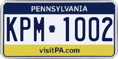 PA license plate KPM1002