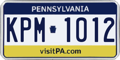 PA license plate KPM1012