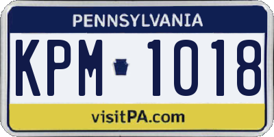 PA license plate KPM1018
