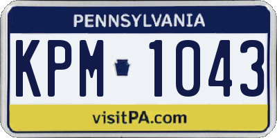 PA license plate KPM1043