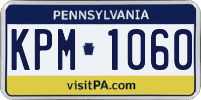 PA license plate KPM1060