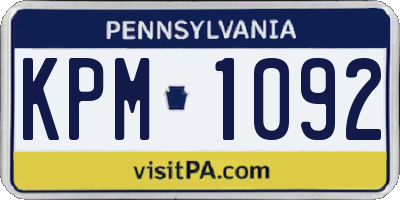 PA license plate KPM1092