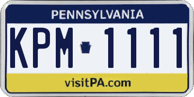 PA license plate KPM1111