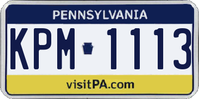 PA license plate KPM1113