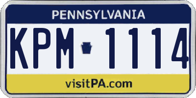 PA license plate KPM1114