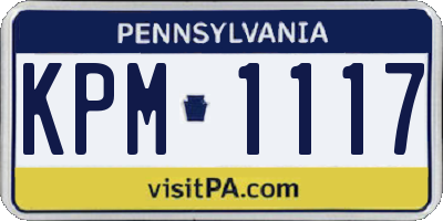 PA license plate KPM1117