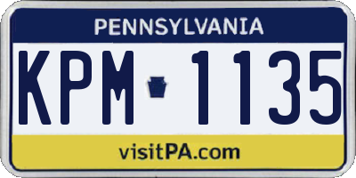 PA license plate KPM1135
