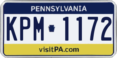 PA license plate KPM1172