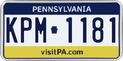 PA license plate KPM1181