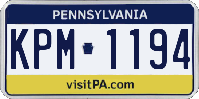 PA license plate KPM1194