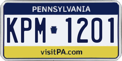 PA license plate KPM1201
