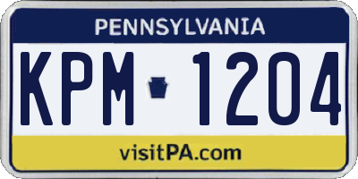 PA license plate KPM1204