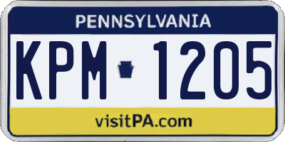 PA license plate KPM1205
