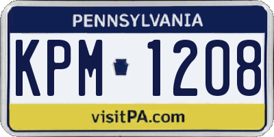 PA license plate KPM1208