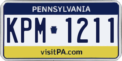 PA license plate KPM1211