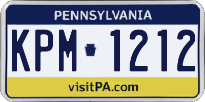 PA license plate KPM1212