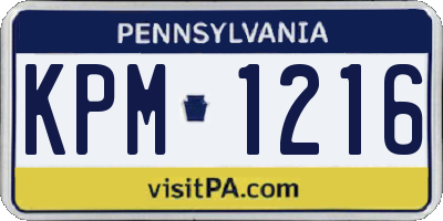 PA license plate KPM1216
