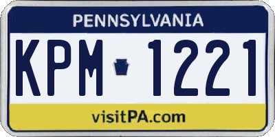 PA license plate KPM1221