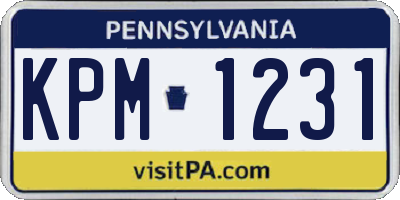 PA license plate KPM1231