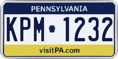 PA license plate KPM1232
