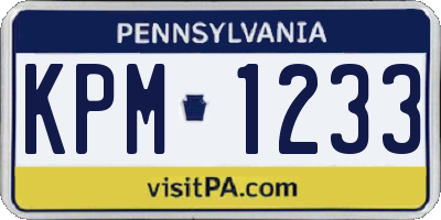 PA license plate KPM1233
