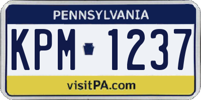 PA license plate KPM1237
