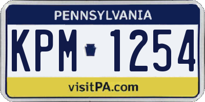 PA license plate KPM1254