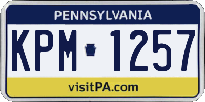 PA license plate KPM1257