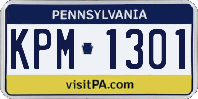 PA license plate KPM1301