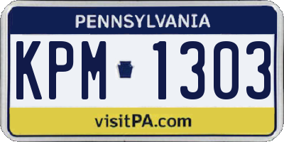 PA license plate KPM1303