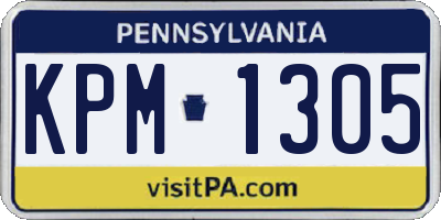 PA license plate KPM1305
