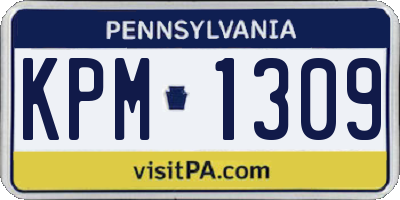 PA license plate KPM1309