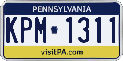 PA license plate KPM1311