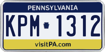 PA license plate KPM1312