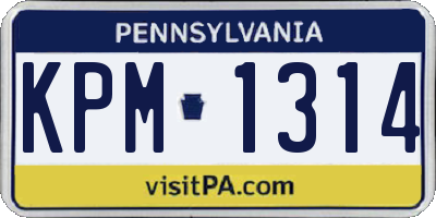 PA license plate KPM1314