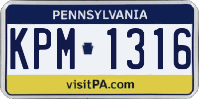 PA license plate KPM1316