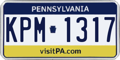 PA license plate KPM1317