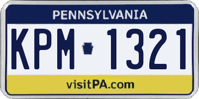 PA license plate KPM1321