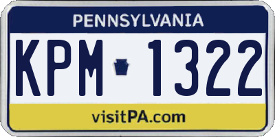PA license plate KPM1322