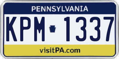 PA license plate KPM1337