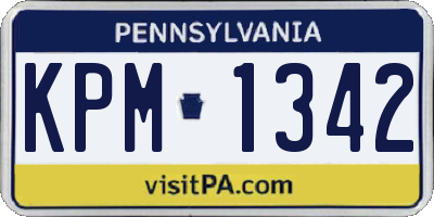 PA license plate KPM1342
